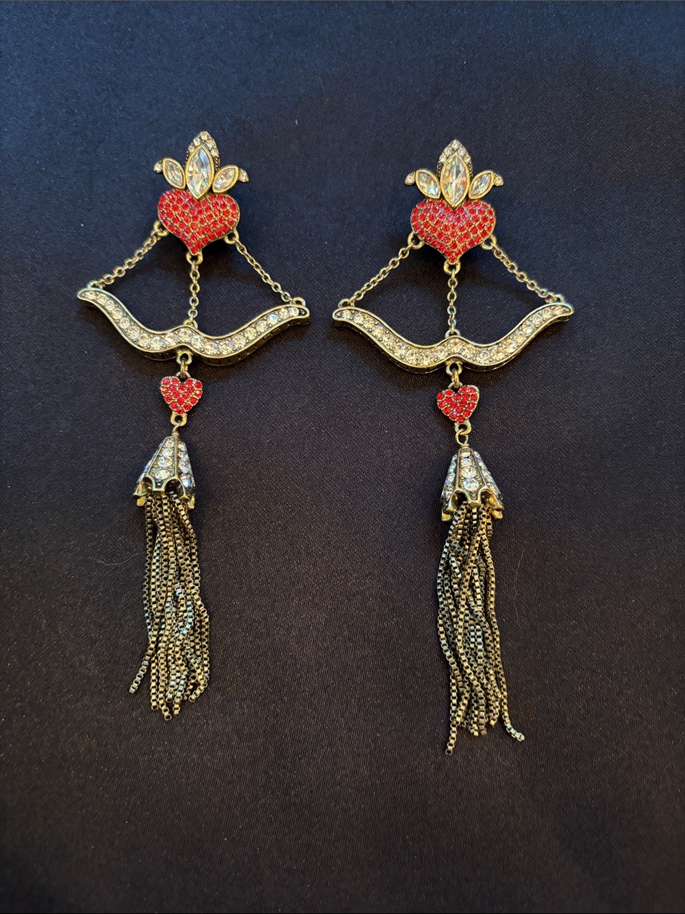 Heidi Daus Swarovski Crystal Bow and Arrow Oversized Statement Earrings